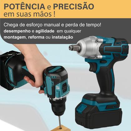 Imagem de Chave De Impacto 3 Em 1 Com 2 Baterias Sem Fio 110V 220V Potente Com Maleta Top