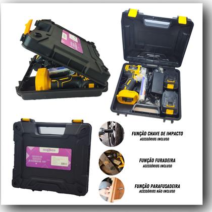 Imagem de Chave de Impacto 48V com 2 Baterias de 2000mAh Parafusadeira e Furadeira Recarregável Bivolt , Velocidade de até 2300 RP