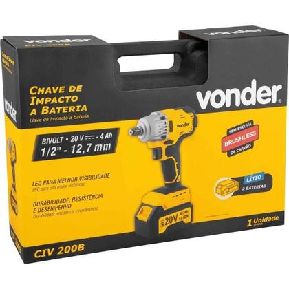 Imagem de Chave De Impacto, Bateria 20 V, Encaixe De 1/2, Fonte Bivolt Automática, Civ 200b, Vonder Ostenvonder