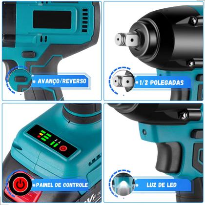 Chave De Impacto Eletrica 2 Baterias 21v Profissional