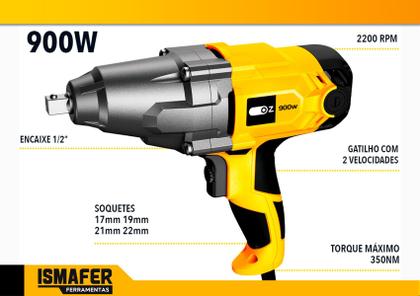 Imagem de Chave De Impacto Eletrica Reversível 1/2" 900w Com Maleta 127V