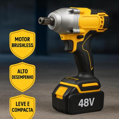 Imagem de Chave de Impacto Profissional Parafusadeira Furadeira 48V 2 Baterias Bivolt Com Maleta Resistente