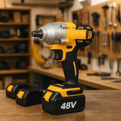 Imagem de Chave de Impacto Profissional Parafusadeira Furadeira 48V 2 Baterias Bivolt Com Maleta Resistente