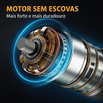 Imagem de Chave de Impacto Profissional Parafusadeira Furadeira 48V 2 Baterias Bivolt Com Maleta Resistente