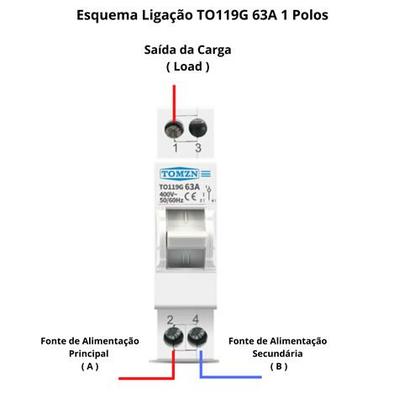 Imagem de Chave de Transferência Manual 63A 1 Polos Tomzn