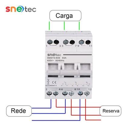 Imagem de Chave De Transferência Manual MTS Rede Trifásica 3P - Snetec