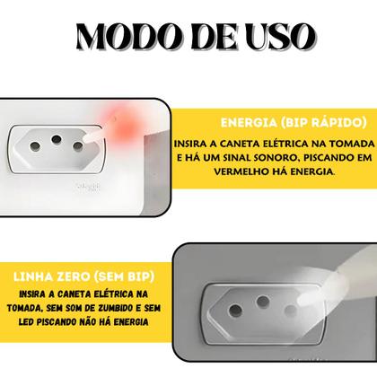 Imagem de Chave Detectora de Voltagem Tipo Caneta 90V a 1000V com Lanterna e Pilhas Inclusas Rede Elétrica