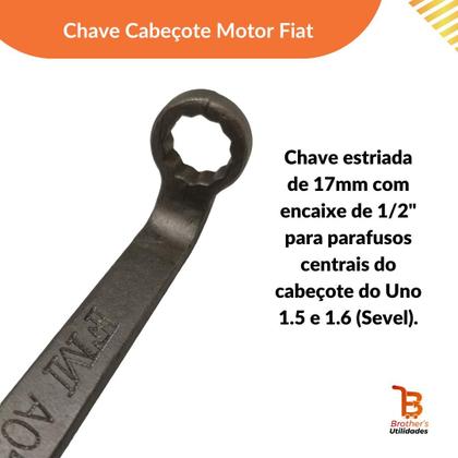 Imagem de Chave Estriada 17mm P/ Parafusos Cabeçote Uno/prêmio/palio