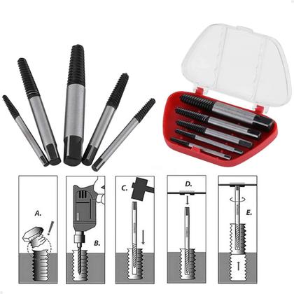 Imagem de Chave Extrator Tira Parafuso Quebrado Espanado 3 a 18mm Jogo com 5 Peças Lorben