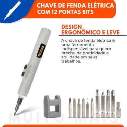 Imagem de Chave fenda philips parafusadeira eletrica c/ 12 pontas bits