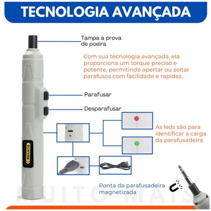 Imagem de Chave fenda philips parafusadeira eletrica c/ 12 pontas bits