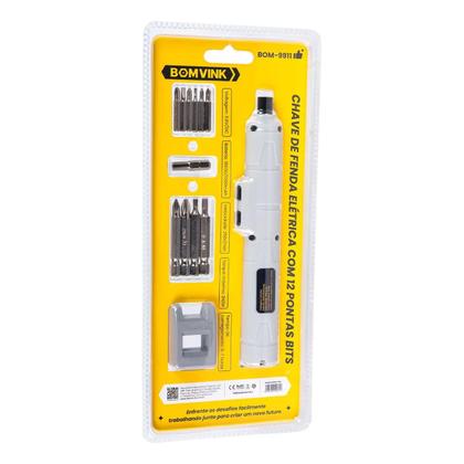 Imagem de Chave fenda philips parafusadeira eletrica c/ 12 pontas bits