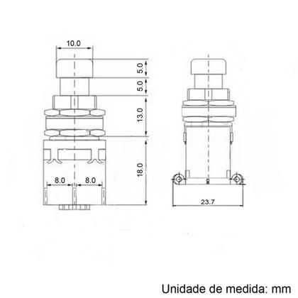Imagem de Chave Footswitch Dpdt 6 Terminais On-On Momentanea Guitar