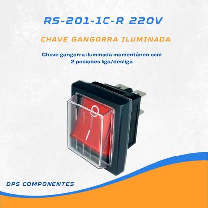 Imagem de Chave Gangorra 2 Posições Iluminada com Capa Vermelha 220V