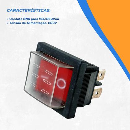 Imagem de Chave Gangorra 2 Posições Iluminada com Capa Vermelha 220V
