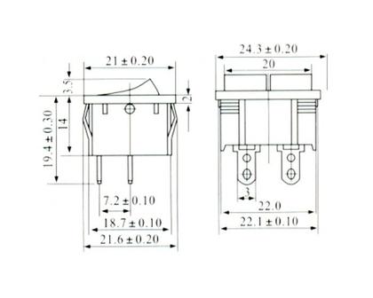 Imagem de Chave Gangorra Dupla com 6 Terminais 6/12A/250V Preta - KCD5-202