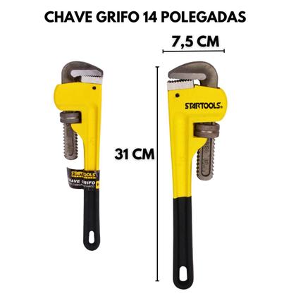 Imagem de Chave Grifo 14 Pol Profissional Tubulações Encanamento Tipo Americano
