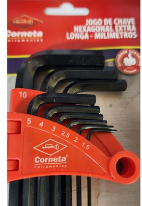 Imagem de Chave Hexagonal Allen Tipo L Extra Longa 1,5 A 10mm - 9 Peça