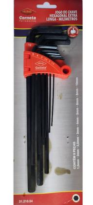 Imagem de Chave Hexagonal Allen Tipo L Extra Longa 1,5 A 10mm - 9 Peça