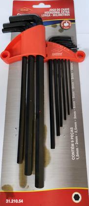 Imagem de Chave Hexagonal Allen Tipo L Extra Longa 1,5 A 10mm - 9 Peça