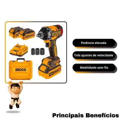 Imagem de Chave Impacto 20V Bateria Encaixe Quadrado INGCO
