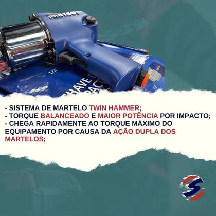 Imagem de Chave Impacto Pneumática Reverso Encaixe Quad 1 2 Pdr Pro150 Azul