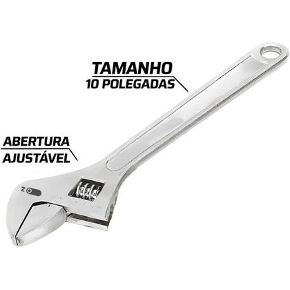 Imagem de Chave Inglesa Boca Ajustável 250mm 10 Polegadas - Oz