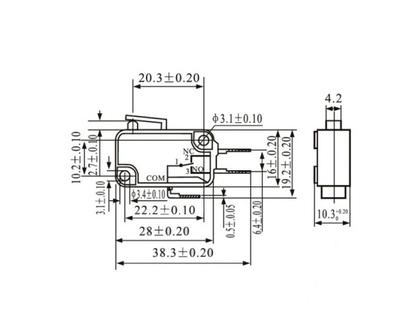 Imagem de Chave Micro Switch com 3 Terminais e Haste de 14MM 16A/250Vac Preto - KW11-7-2