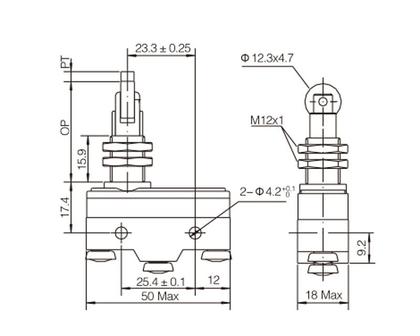 Imagem de Chave Micro Switch com Êmbolo com Rolete Paralelo - KW-15GQ21-B