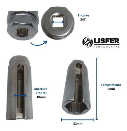 Imagem de Chave Para Sonda Lambda 10mm Com Encaixe 3/8 - Lisfer