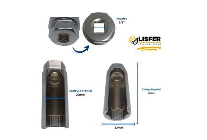 Imagem de Chave Para Sonda Lambda 22mm Com Encaixe 3/8 - Lisfer