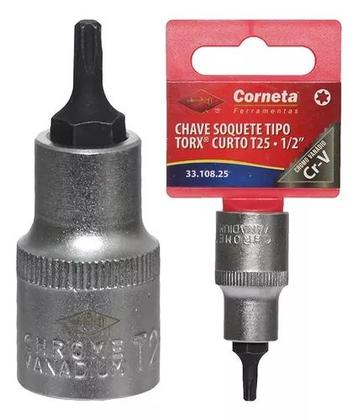 Imagem de Chave Pito Soquete Torx Curto 1/2 Pol T25 Profissional Aço