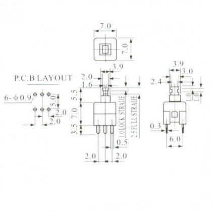 Imagem de Chave Push-Button 7x7 sem Trava