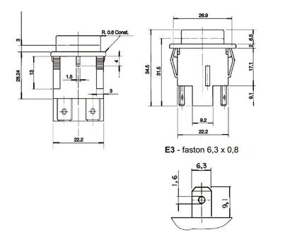 Imagem de Chave Push-Button Bipolar com Trava Normalmente Aberta Cor Preta 2A/250Vac e 4A/120Vac 27.223 Liga/Desliga M1FT2FE3S - Margirius