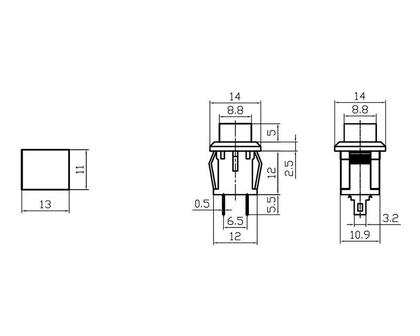 Imagem de Chave Push-Button com 2 Terminais sem Trava Liga/(Desliga) Normalmente Fechado - PBS-15C - Preto - Jietong