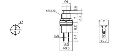 Imagem de Chave Push-Button Desliga/(LIga) sem Trava Normalmente Aberta - PBS-10B-2 - Vermelho - Jietong 