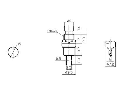 Imagem de Chave Push-Button ON-(OFF) Sem Trava Normalmente Fechada 3A/125Vac e 1A/250Vac - Vermelho - PBS-10C-2 - Jietong