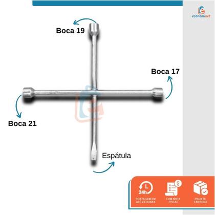 Imagem de Chave Roda Cruz 3 Bocas E Espátula 17x19x 21mm Starfer