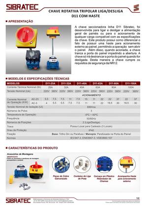 Imagem de Chave rotativa d11 100a 3p on/off sibratec