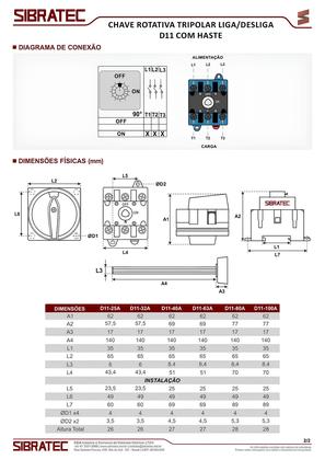 Imagem de Chave rotativa d11 100a 3p on/off sibratec