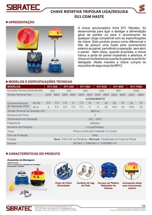 Imagem de Chave rotativa d11 63a 3p on/off haste 150mm sibratec