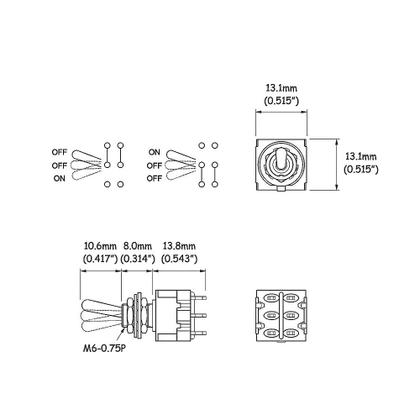 Imagem de Chave Seletora Mini 2 Posições Toogle Preta Spirit M203-BK