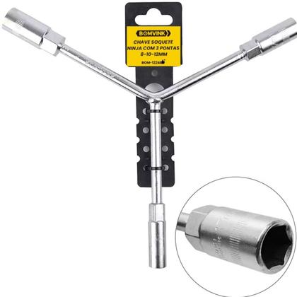 Imagem de Chave Soquete 3 Pontas Aço Carbono 8 x 10 x 12 mm Bomder
