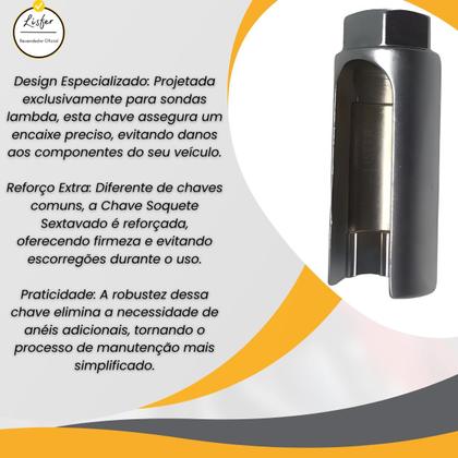 Imagem de Chave Soquete Sonda Lambda Longa 22MM 1/2 Reforçada - Lisfer