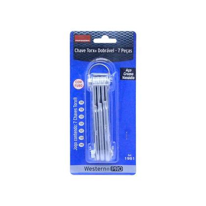 Imagem de Chave Torx Estrela Dobrável com Furo 7 Peças Western Etilux