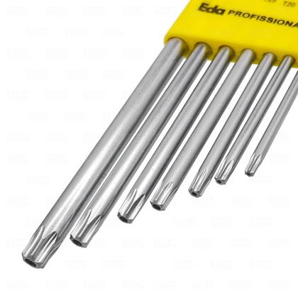 Imagem de Chave Torx T10 A T40 Jogo C/ 7 Peças Tipo L C/ Furo Guia