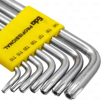 Imagem de Chave Torx T10 A T40 Jogo C/ 7 Peças Tipo L C/ Furo Guia