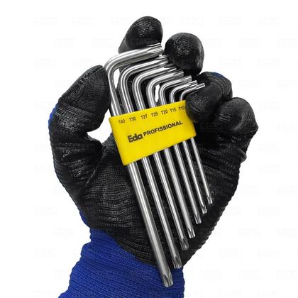Imagem de Chave Torx T10 A T40 Jogo C/ 7 Peças Tipo L C/ Furo Guia
