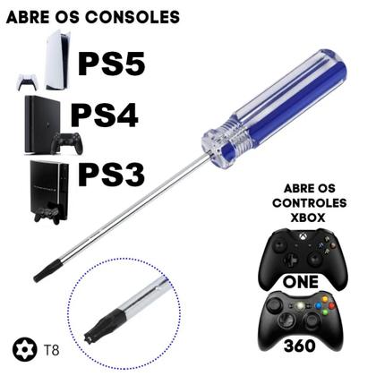 Imagem de Chave Torx T8 Com Furo Pra Abrir Controles Consoles Games