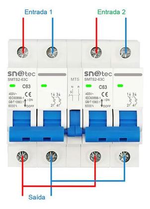 Imagem de Chave Transferência Manual Snetec MTS 2P Rede Solar Gerador